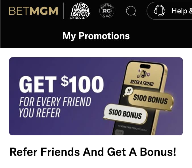 BetMGM online casino refer a friend promo